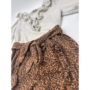 Sparkle in Pink Girls 2 Pc Outfit Ruffle Top & Leopard Pants Size 3XL (8/9)